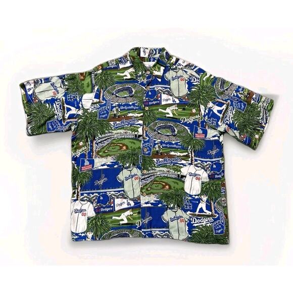 Los Angeles Dodgers Mens Shirt Sz XL Reyn Spooner Aloha Hawaiian Button - Picture 1 of 5